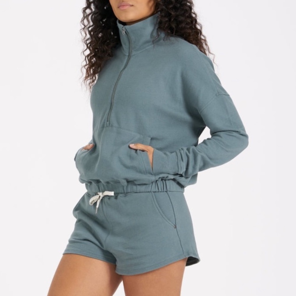 Vuori Sunnyside Blue/Green Half-Zip Sweatshirt - Picture 3 of 7